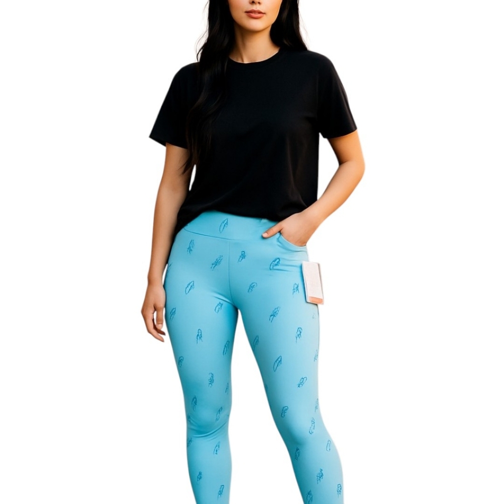 Activology By Women’s Health Aqua Lightning Print Leggings Size Large NWT
